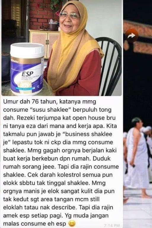 nenek shaklee minum esp