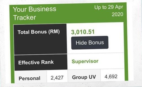 cash bonus shaklee untuk supervisor